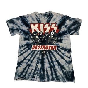 Kiss Destroyer '76 Graphic Tie Dye Tee Thrifted Vintage Style Size M